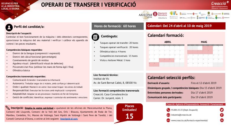 operari transfer i verificació a Creacció